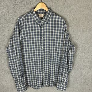 Faherty Shirt Mens XL Blue Plaid Long Sleeve Button Down Cotton Blend EUC